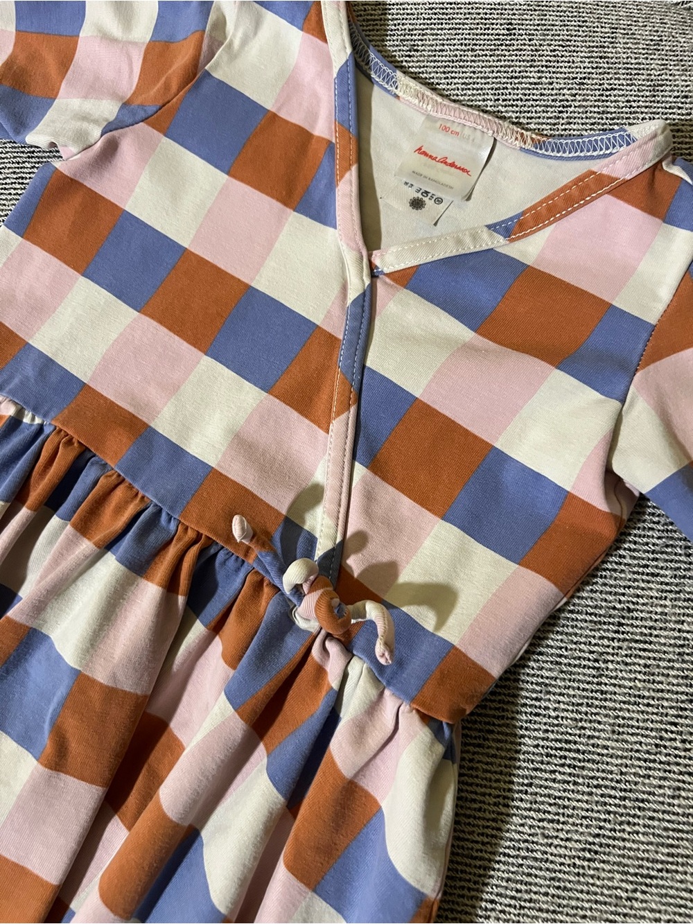 Hanna Andersson Plaid Wrap Dress in Rust, Blue & Pink - Picture 2 of 3